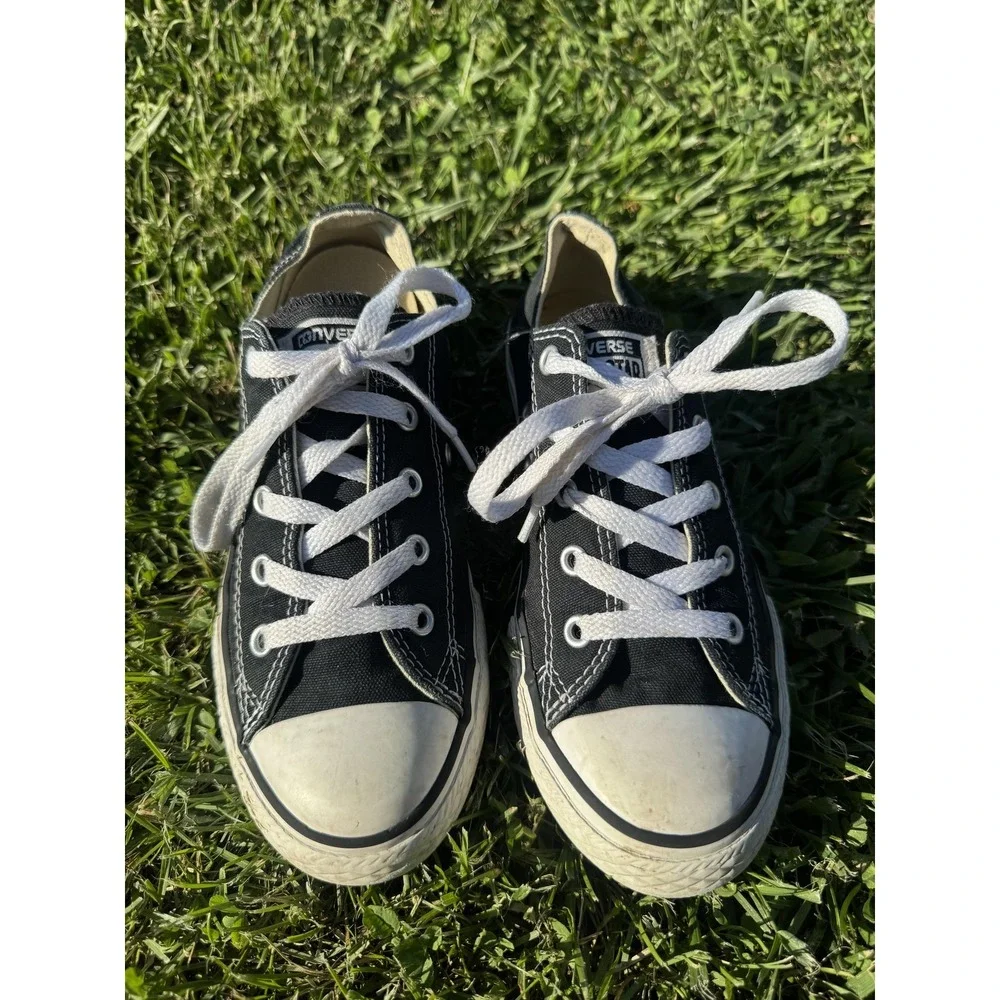 Converse All Star Shoes Kids Size 2 Black Canvas Low Top 3J235 Sneakers